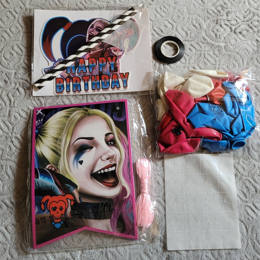 New! HARLEY QUINN SUICIDE SQUAD  Party Decorations Pack